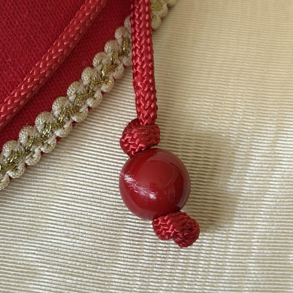 RARE Vintage Yves Saint Laurent 70s Russian Collection Red Tie Waist Belt - Picture 12 of 12